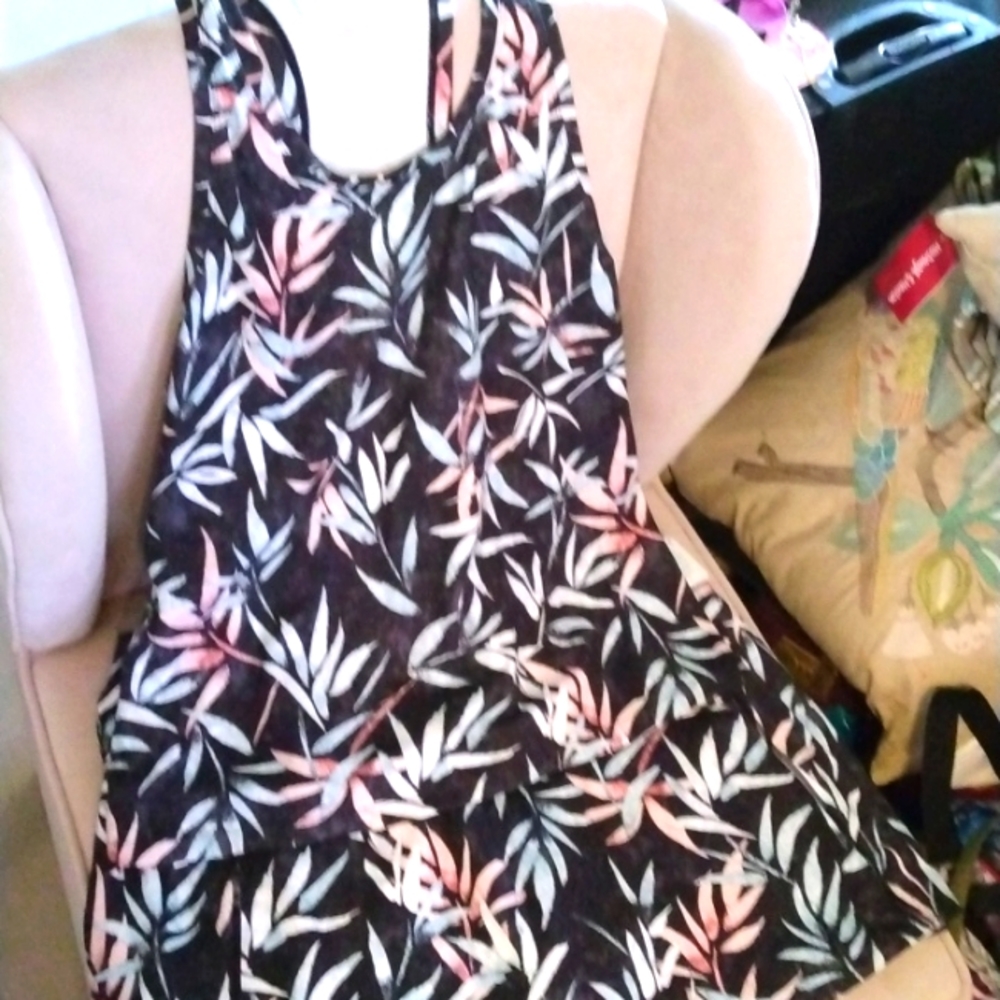 Women's Black Floral Racerback Tank Top